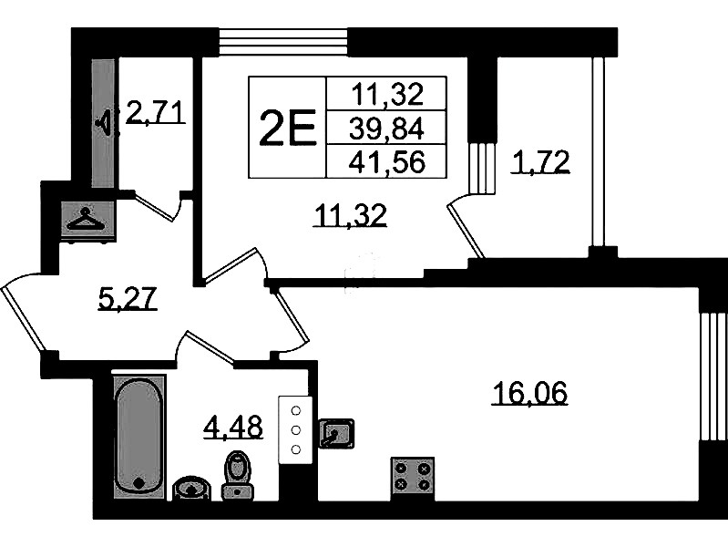 1-комнатная квартира 41.56 м², 8/11 эт., ЖК «VEREN NORT Сертолово»